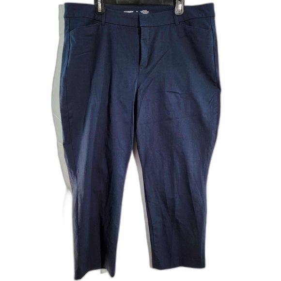 Navy Blue High-Waisted Pixie Skinny Pants Secret Smooth Pockets Women 18 - Picture 1 of 8